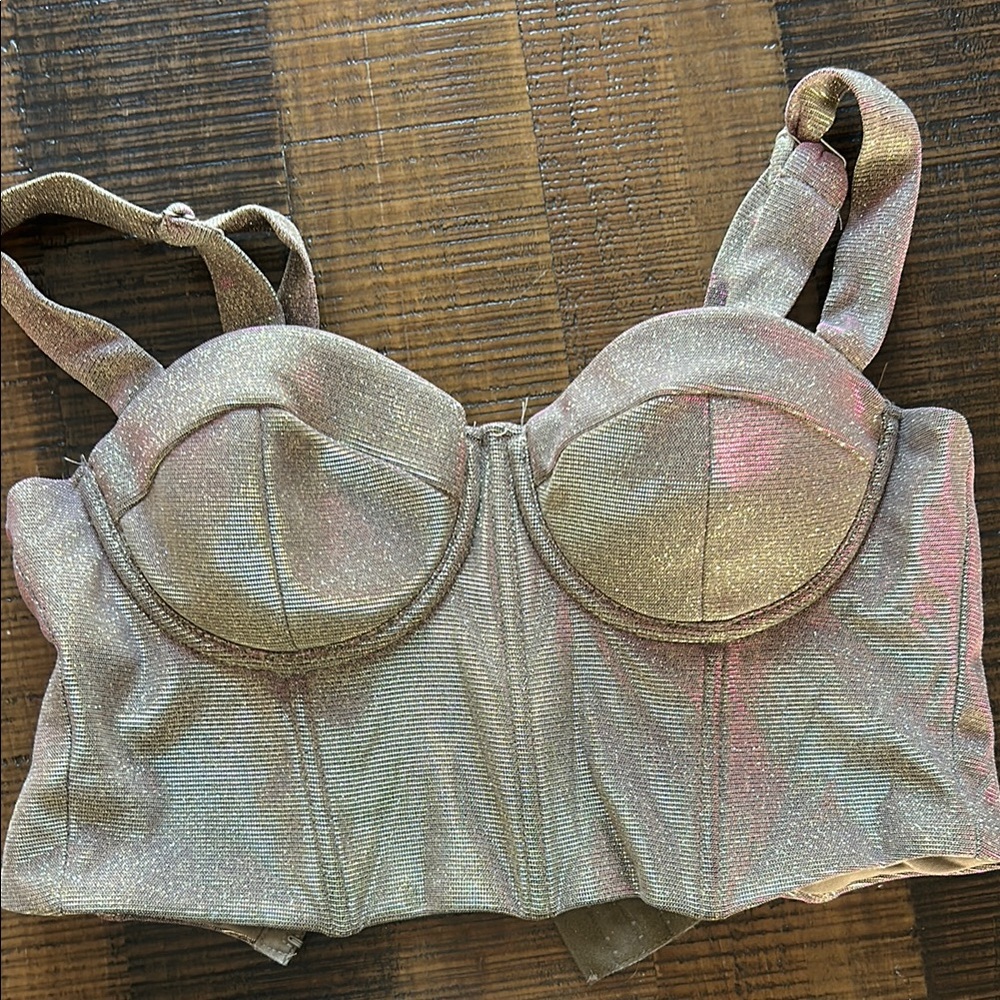 Shimmering gold / pink Bustier Top